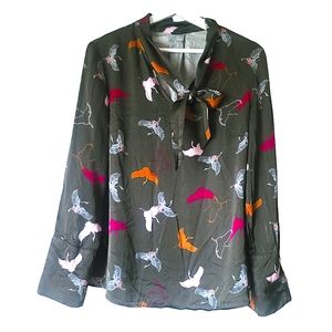 S.Oliver Pattern Blouse Size 10 Sage Green